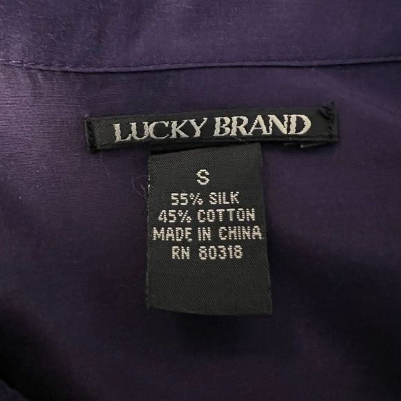 Lucky Brand Womens Sz S Purple Silk Ruched Blouse - Picture 5 of 5